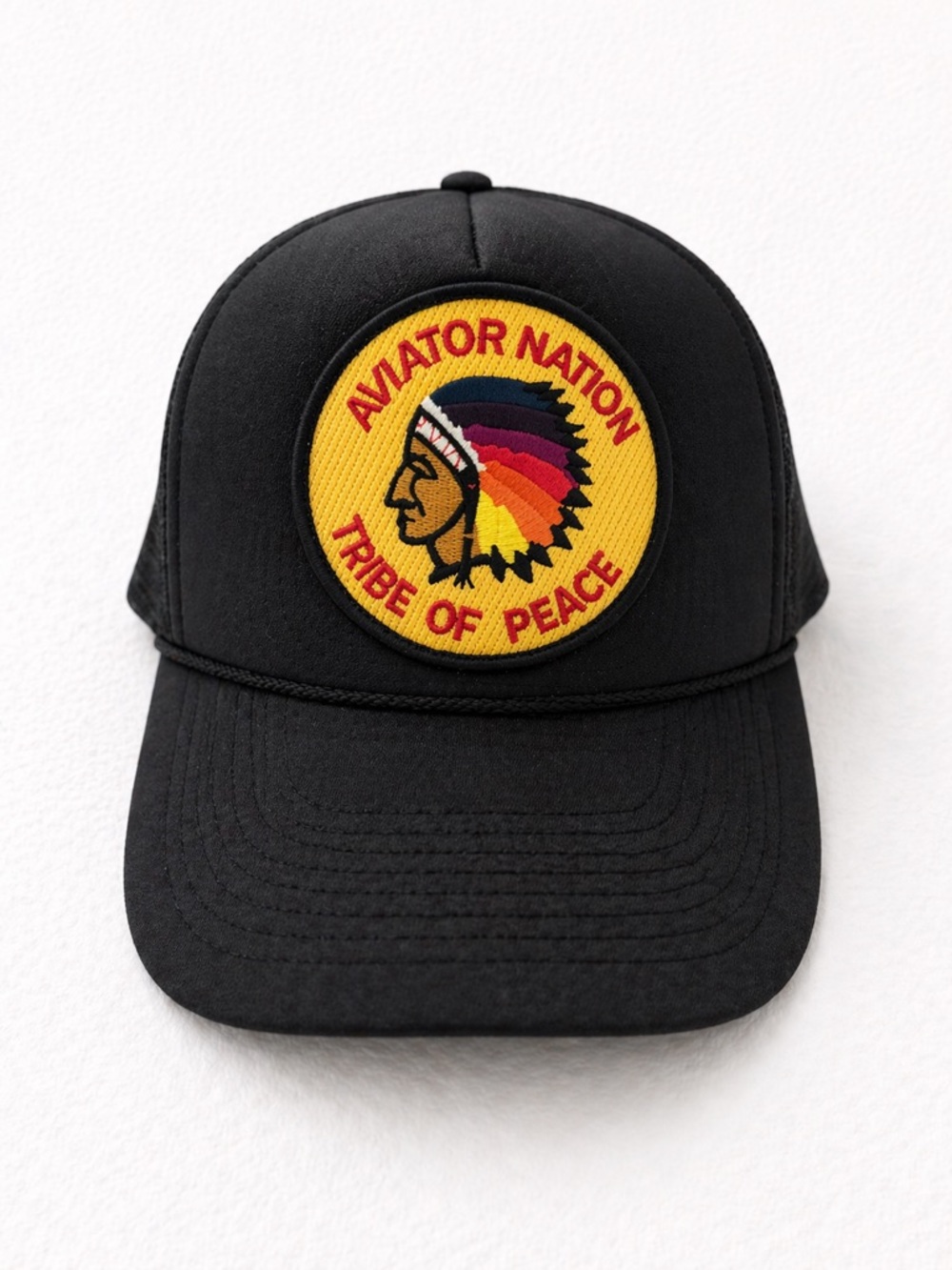 Very Rare Aviator Nation Black Tribe of Peace Trucker Hat